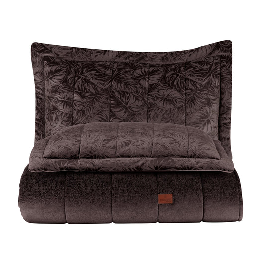 PASIONI - Velvet - Lucie - Jakar Kadife Mürdüm Çift Kişilik Yatak Örtüsü Takımı - Pasioni