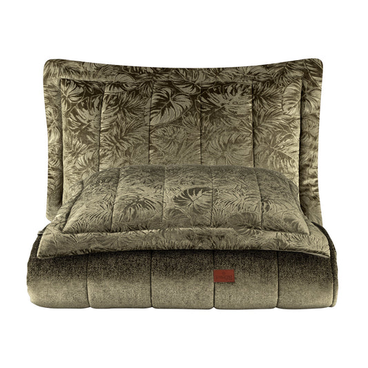 PASIONI - Velvet - Lucie - Jakar Kadife Sage Çift Kişilik Yatak Örtüsü Takımı - Pasioni