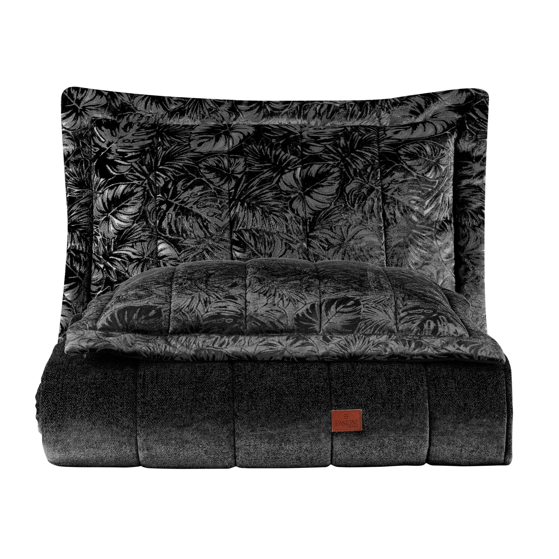 PASIONI - Velvet - Lucie - Jakar Kadife Siyah Çift Kişilik Yatak Örtüsü Takımı - Pasioni