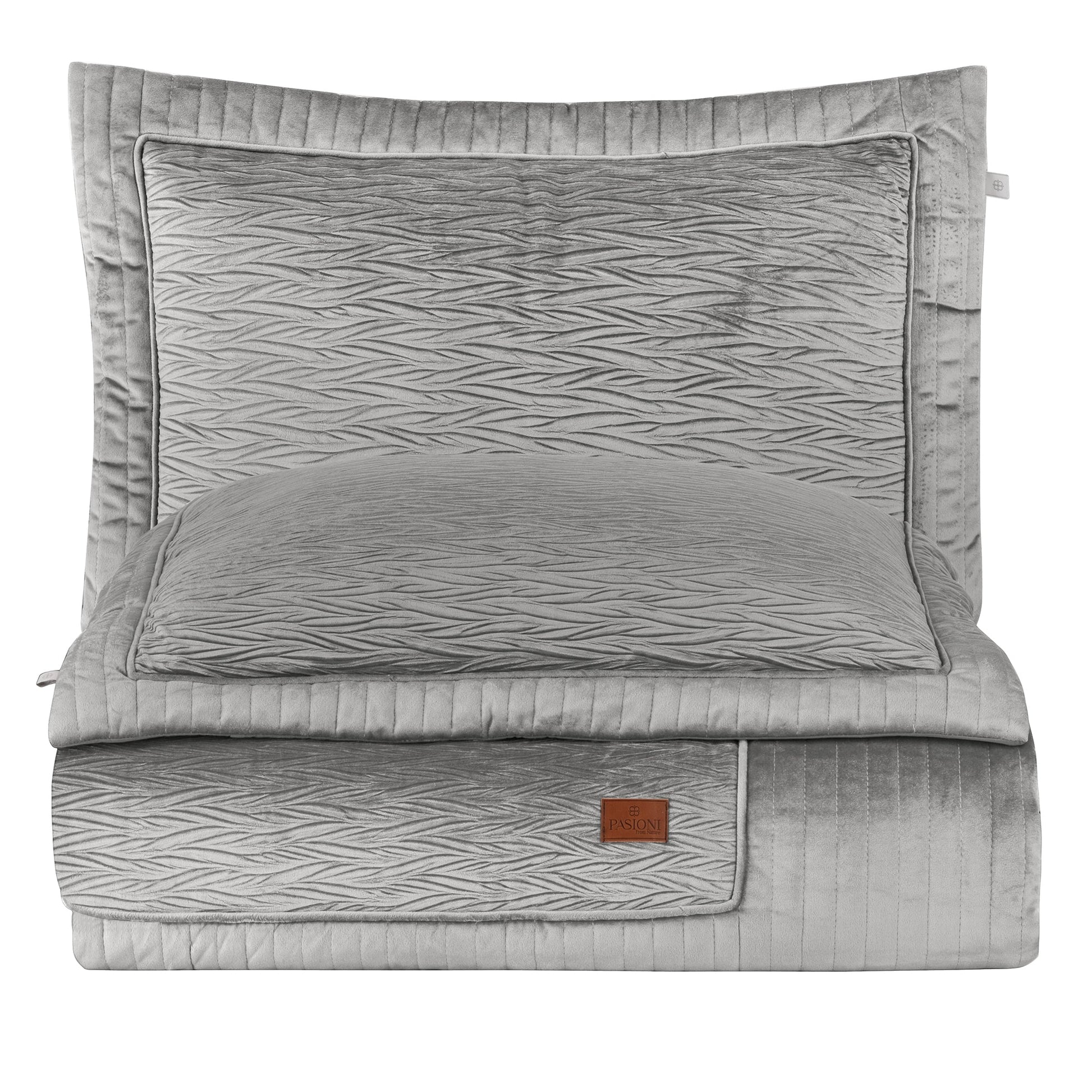 PASIONI - Velvet - Reale - Velvet Gri Çift Kişilik Çeyiz Seti - Pasioni