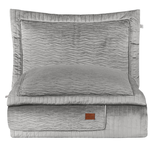 PASIONI - Velvet - Reale - Velvet Gri Çift Kişilik Çeyiz Seti - Pasioni