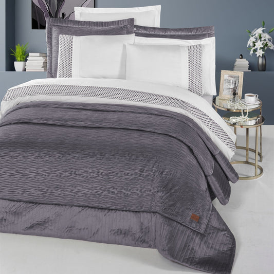 PASIONI - Velvet - Reale - Velvet Mürdüm Çift Kişilik Çeyiz Seti - Pasioni