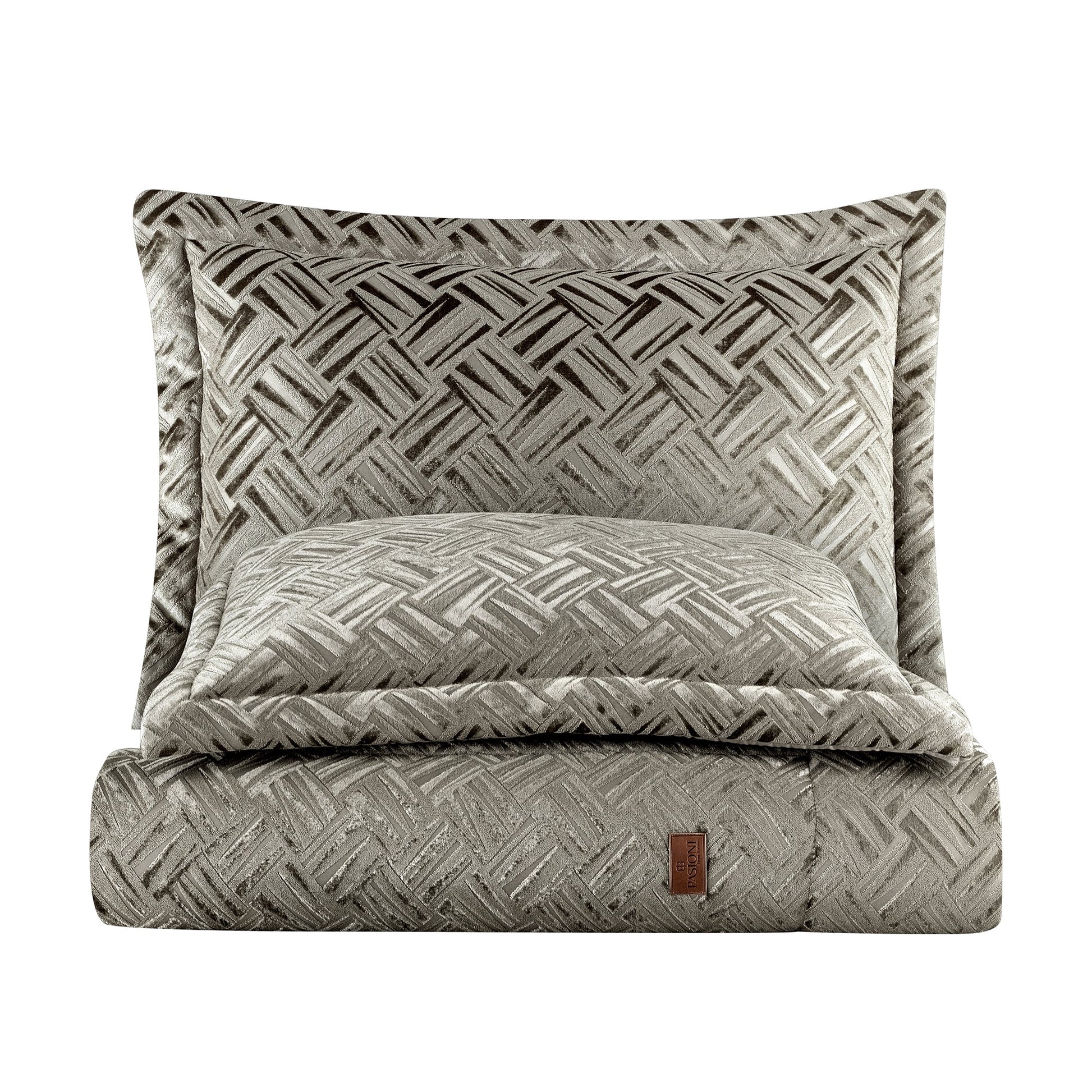 PASIONI - Velvet - Salvatore - Jakar Kadife cappucino - bej Çift Kişilik Yatak Örtüsü Takımı - Pasioni