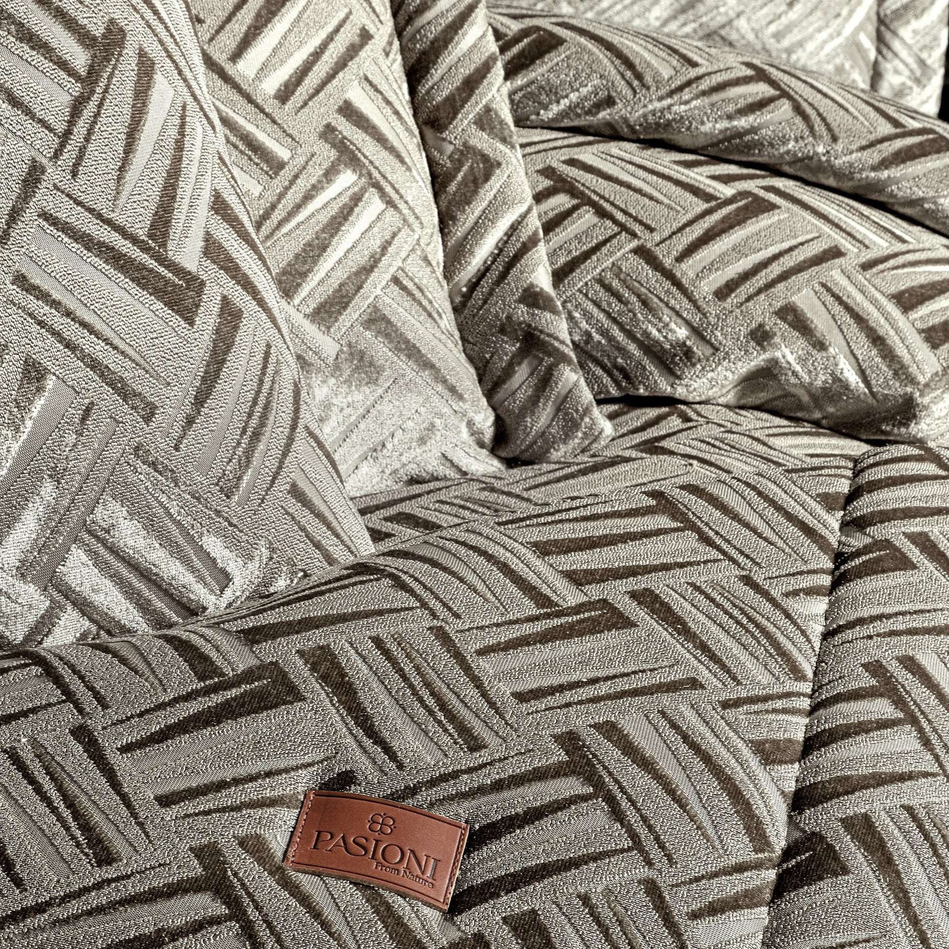 PASIONI - Velvet - Salvatore - Jakar Kadife cappucino - bej Çift Kişilik Yatak Örtüsü Takımı - Pasioni