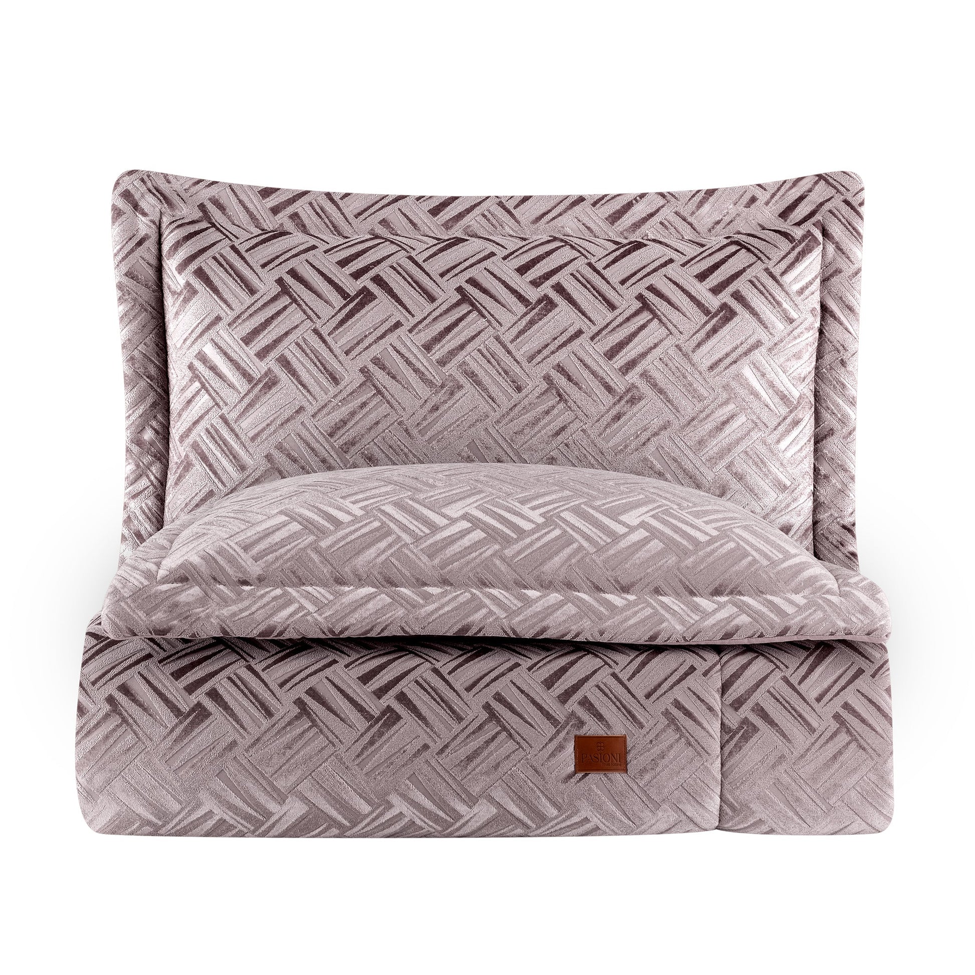 PASIONI - Velvet - Salvatore - Jakar Kadife Gül Kurusu Çift Kişilik Yatak Örtüsü Takımı - Pasioni