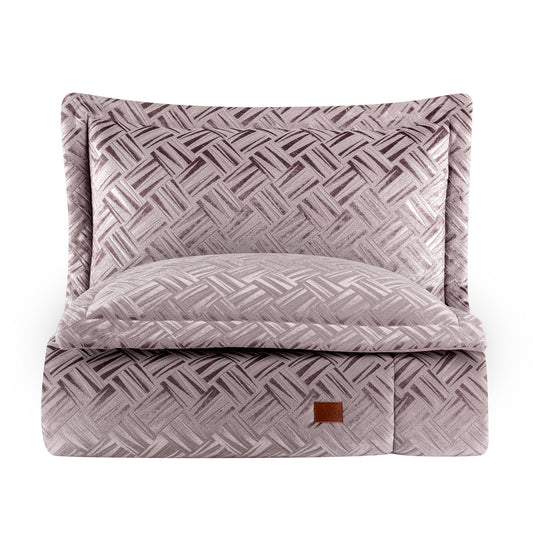 PASIONI - Velvet - Salvatore - Jakar Kadife Gül Kurusu Çift Kişilik Yatak Örtüsü Takımı - Pasioni