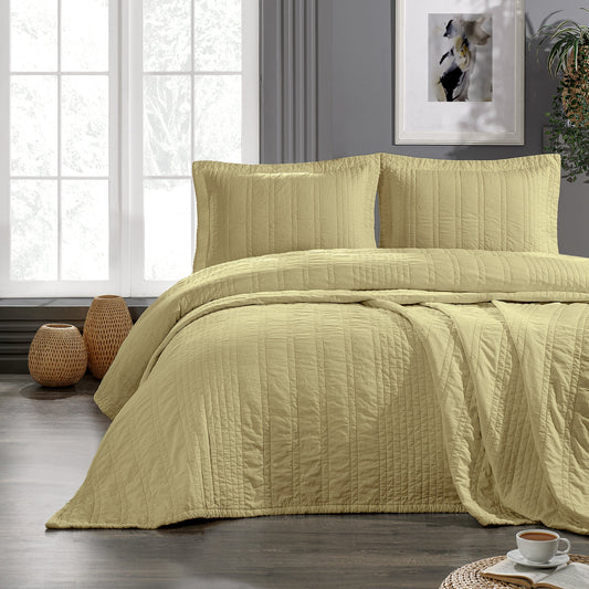 Sante Pamuklu Parça Boyama Çift Kişilik Yatak Örtüsü Takımı Yeşil - Pasioni